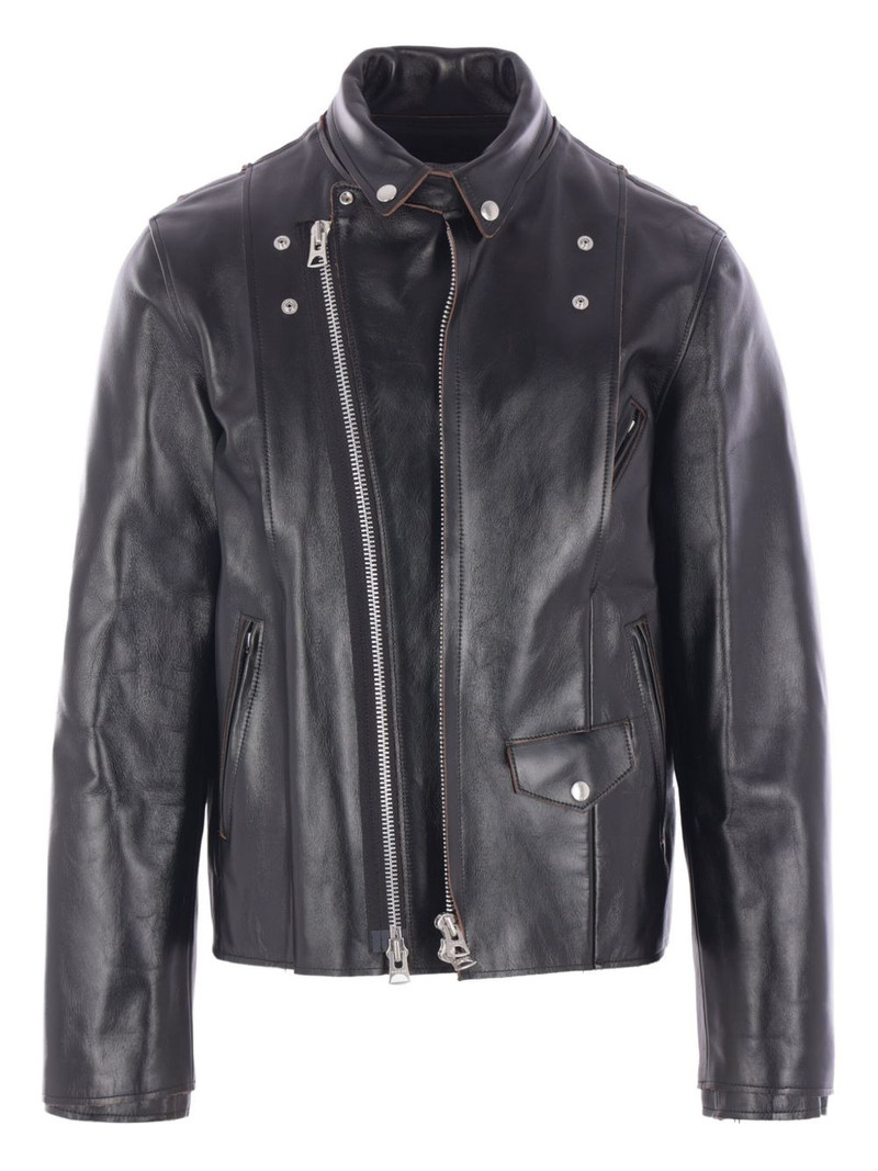 snap-fastening leather jacket 1