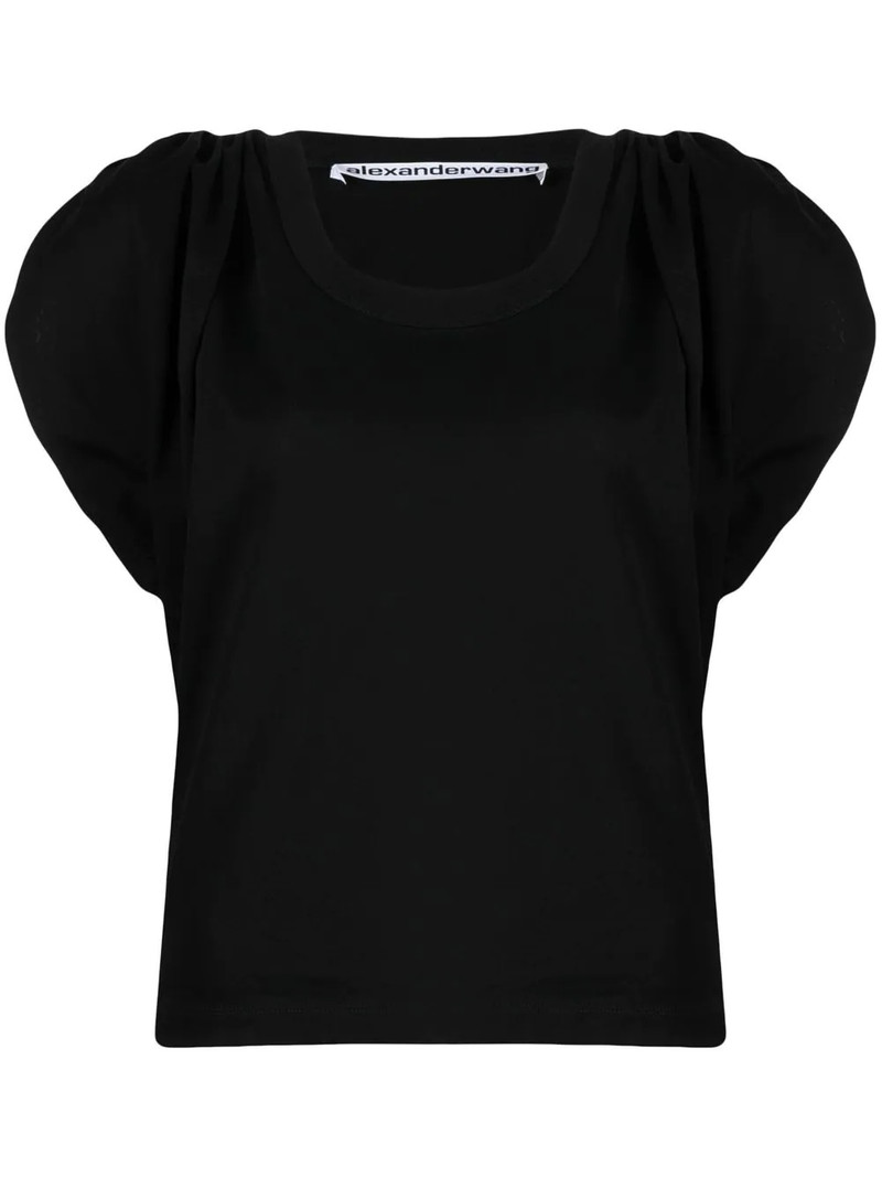 gathered-sleeve detail T-shirt 1