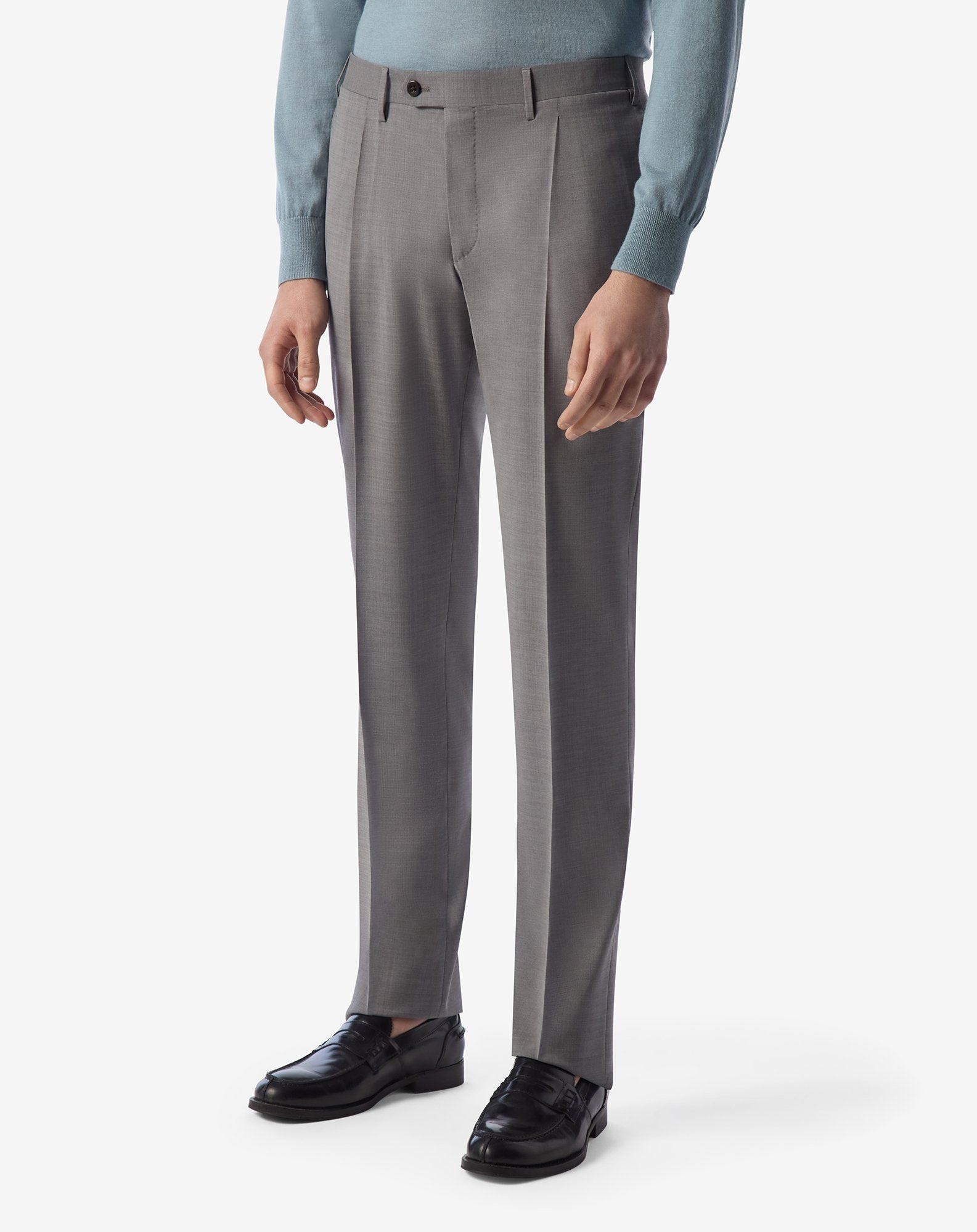 Medium grey 120's stretch wool trousers - 2