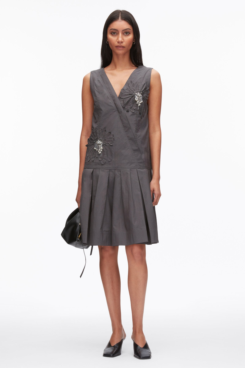 Draped Tank Dress with Floral Appliqué 1