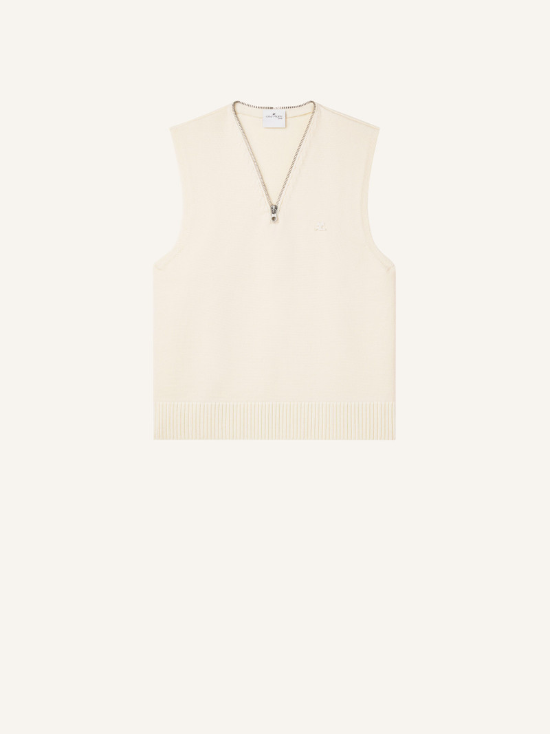 ZIPPED V-NECK WOOL SWEATER 1