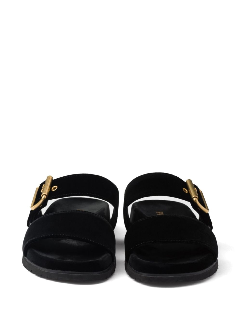 triangle-logo velvet slides - 4