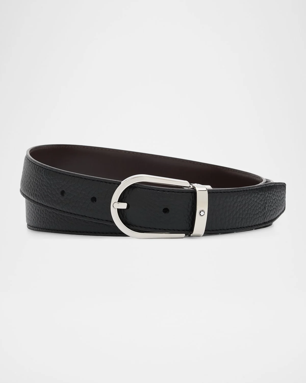 Men's Horseshoe-Buckle Reversible Leather Belt - 1