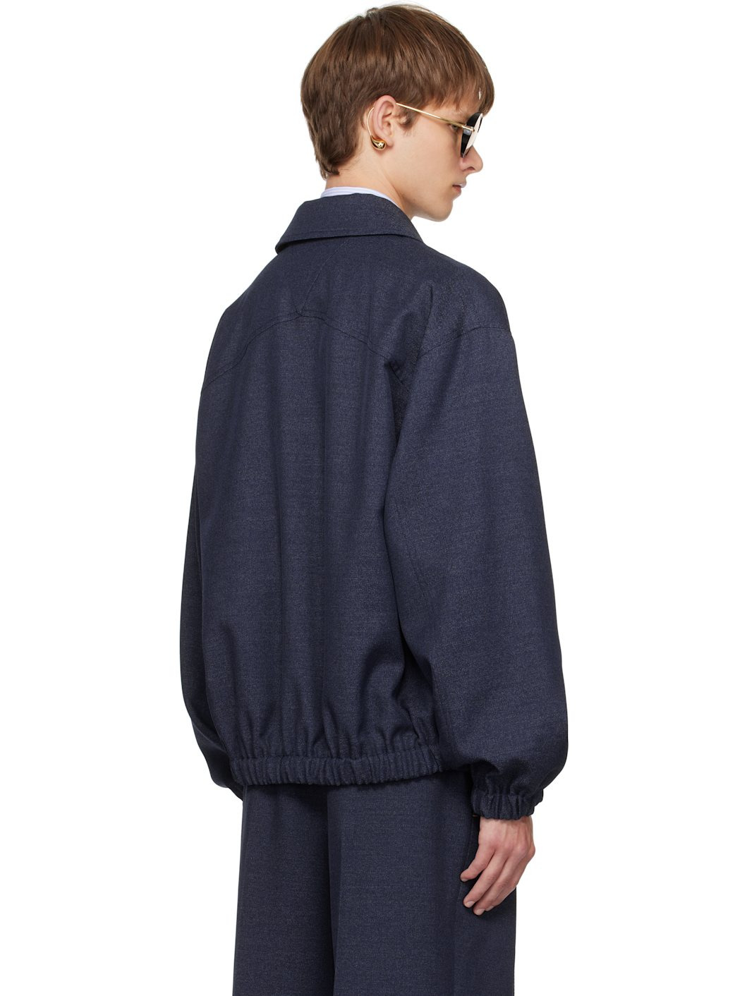 Navy Wool Blouson Jacket - 3