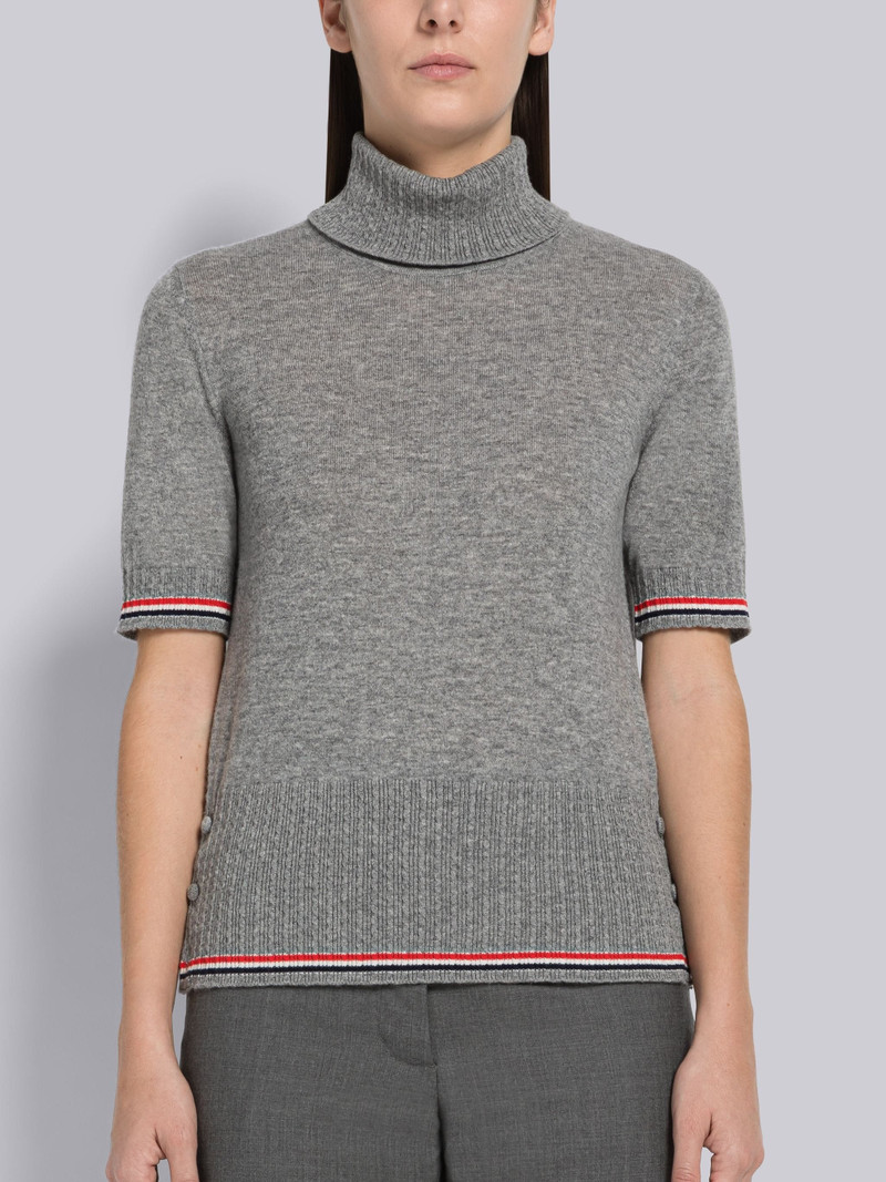 Baby Cable Fine Cashmere Short Sleeve Tipping Turtleneck 1