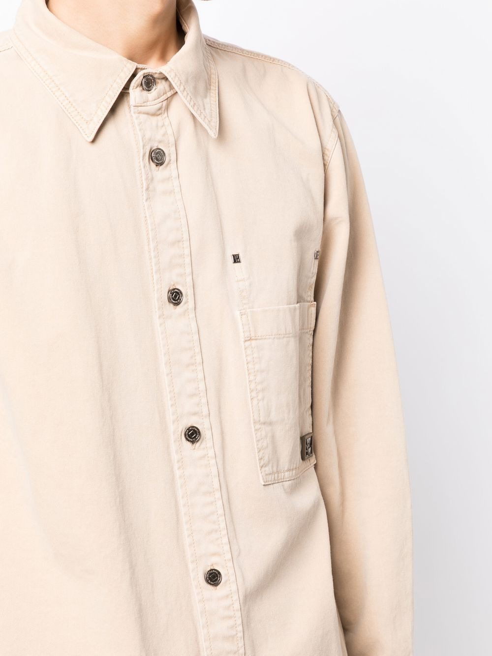 logo-plaque cotton shirt - 5