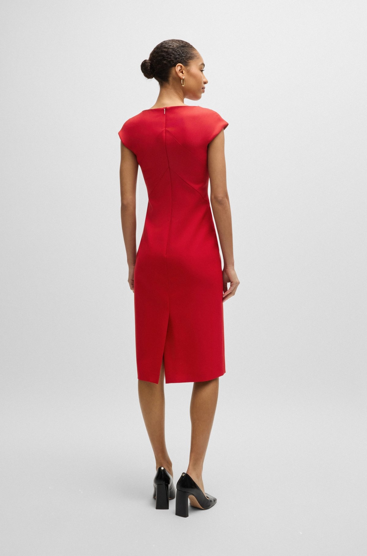 CAP-SLEEVE DRESS IN WOOL TWILL - 4