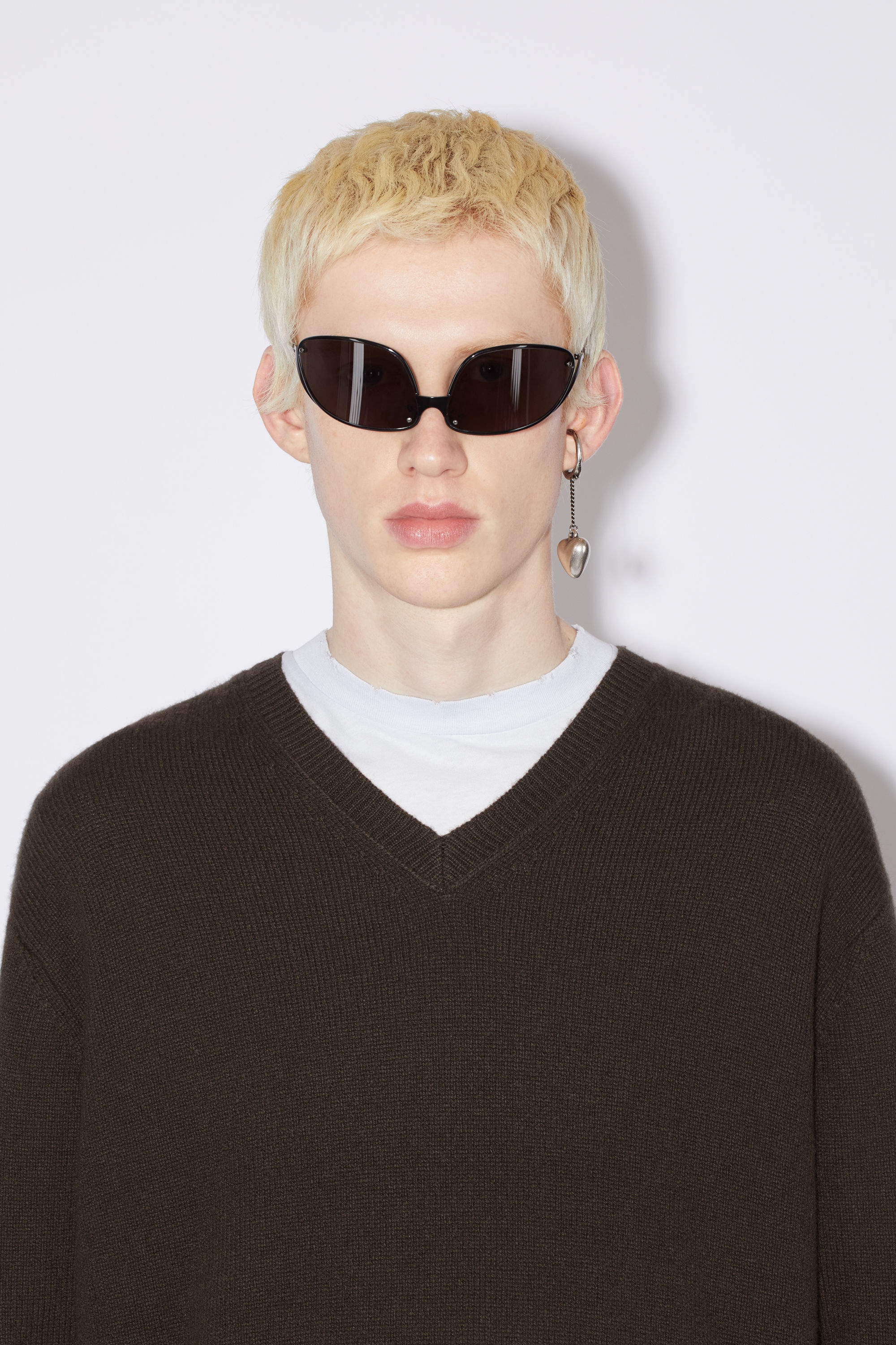 V-neck wool cashmere jumper - Coffee brown - 5