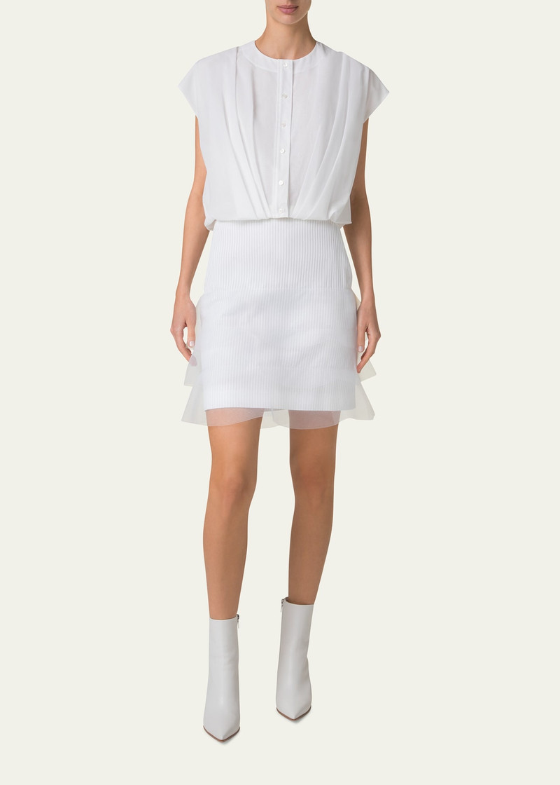 AKRIS Ruffle-Trim Ribbed Mini Skirt outlook