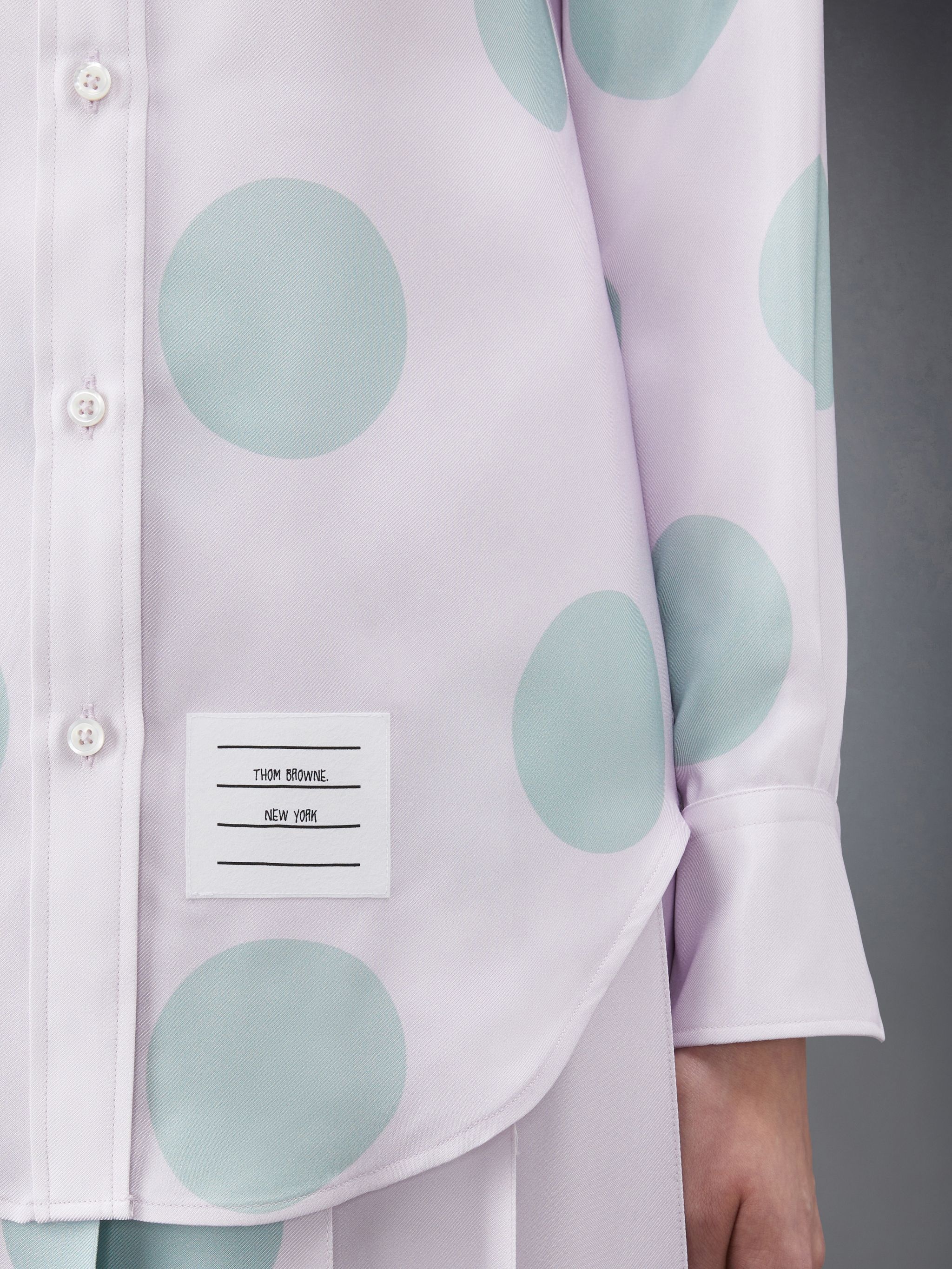 Silk Twill Polka Dot Down Point Collar Shirt - 6