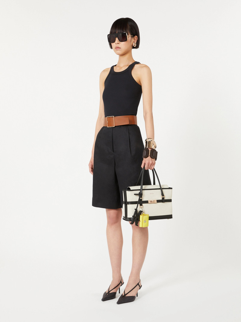 MARGAUXS1 Chevron canvas and leather handbag - ICE 6