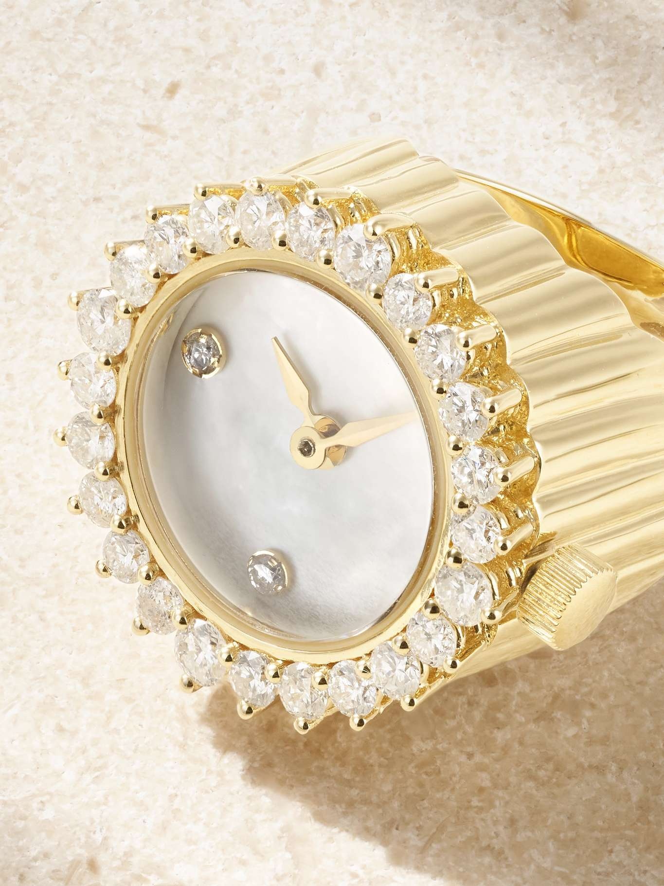 Watch 18-karat gold, mother-of-pearl and diamond ring Gold - 4