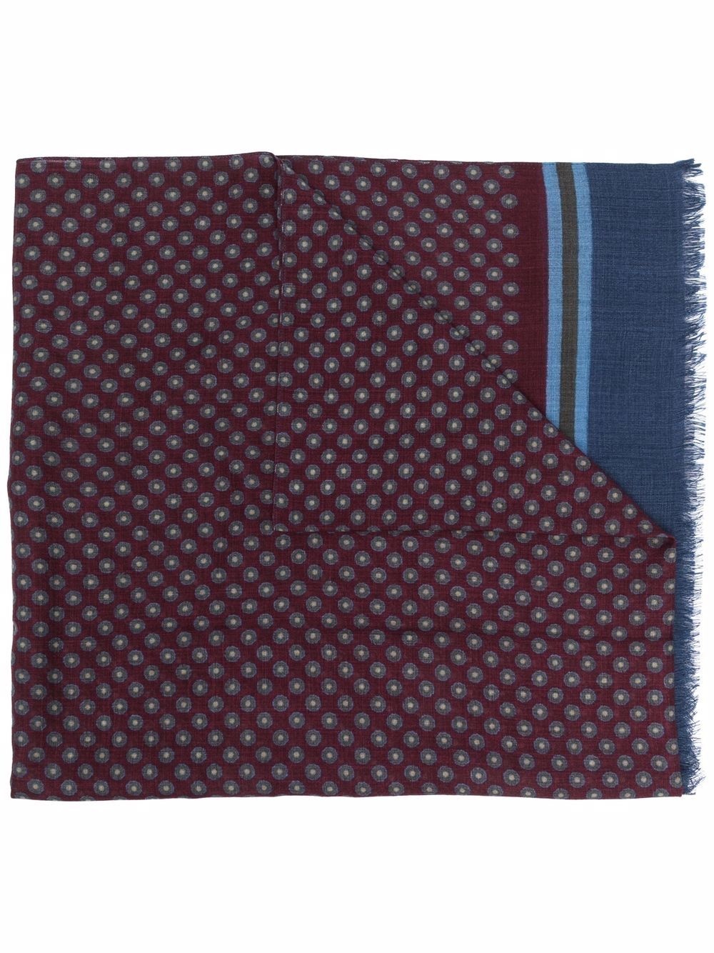 dot stripe-trim wool scarf - 1