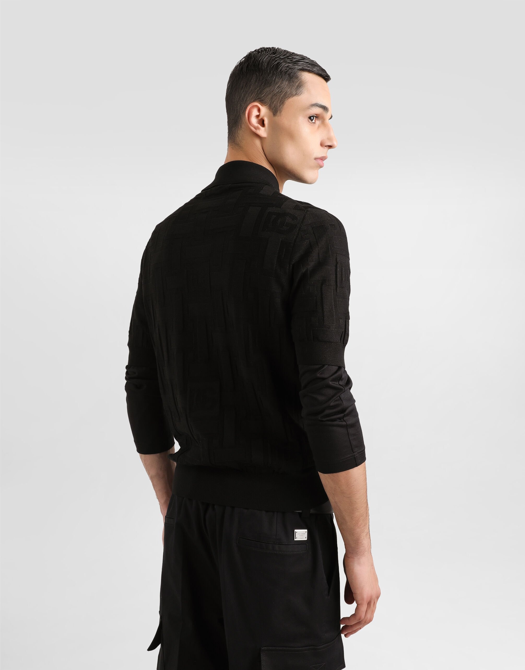 Silk polo-shirt with jacquard logo - 5