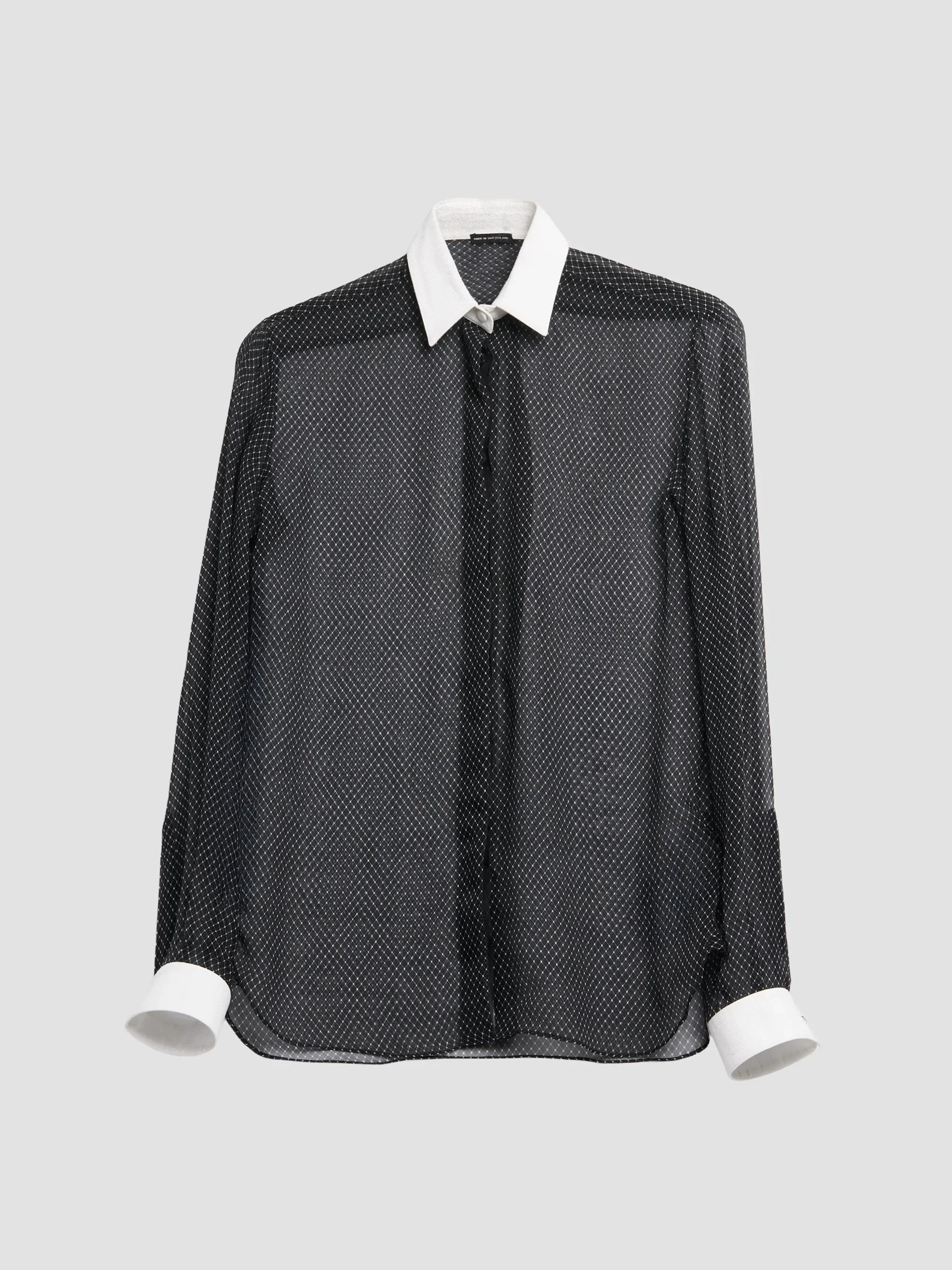 Women's Losange Sheer Shirt - Black White - 1