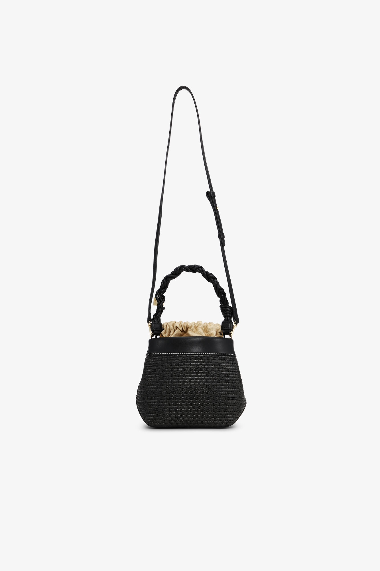 BLACK GANNI BOU BUCKET BAG RAFFIA - 2