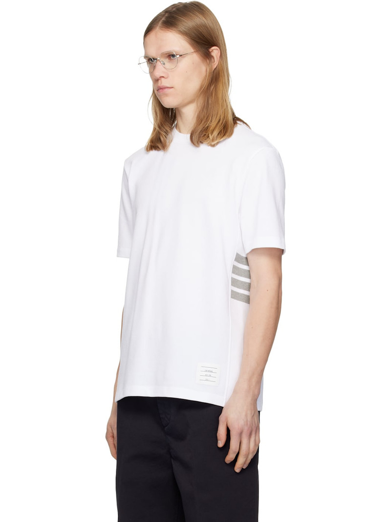 Thom Browne White Classic Pique 4-Bar T-shirt outlook