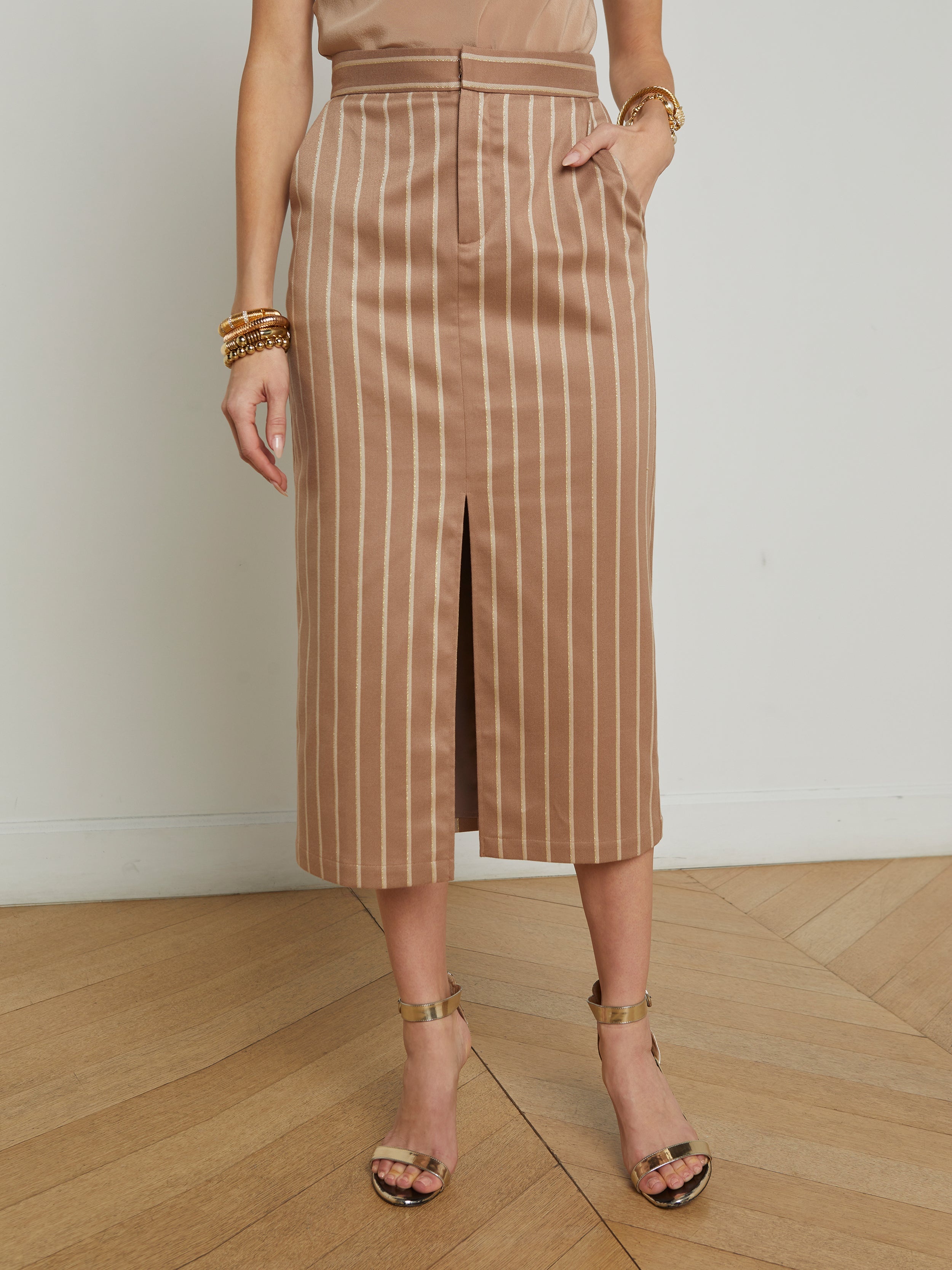 Madonna Pinstriped Midi Skirt - 3