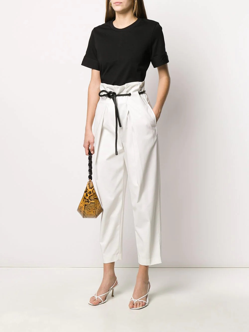 paperbag-waist cropped trousers - 2