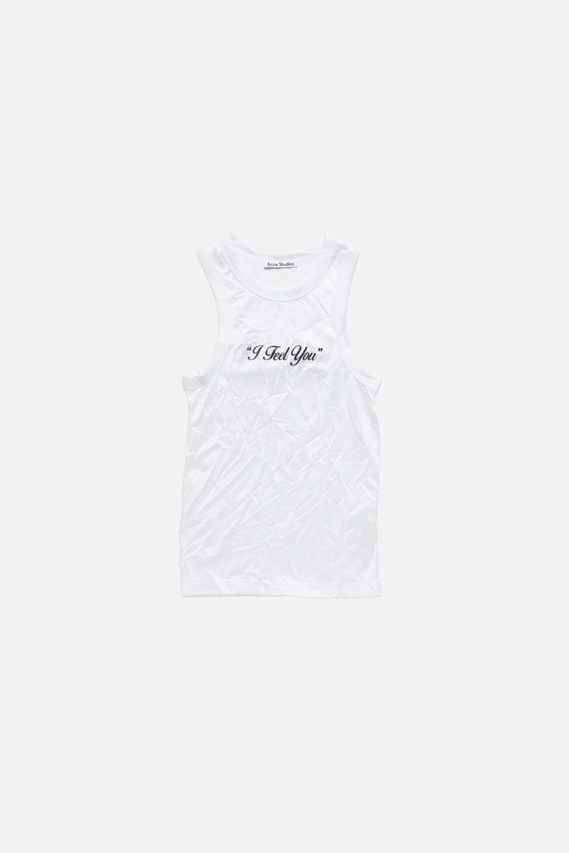 Crinkled printed tanktop - White 1