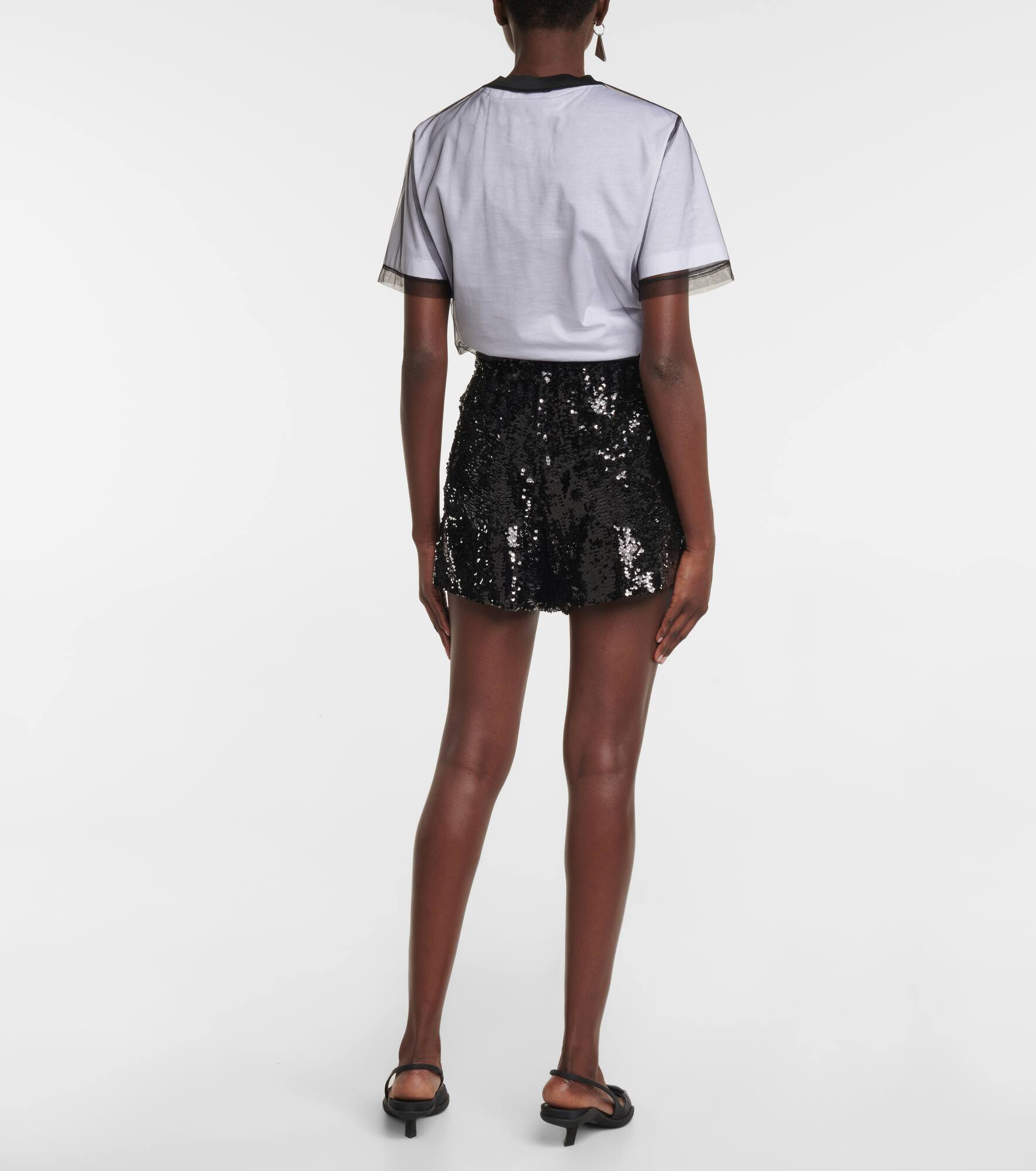 High-rise silk chiffon shorts - 3