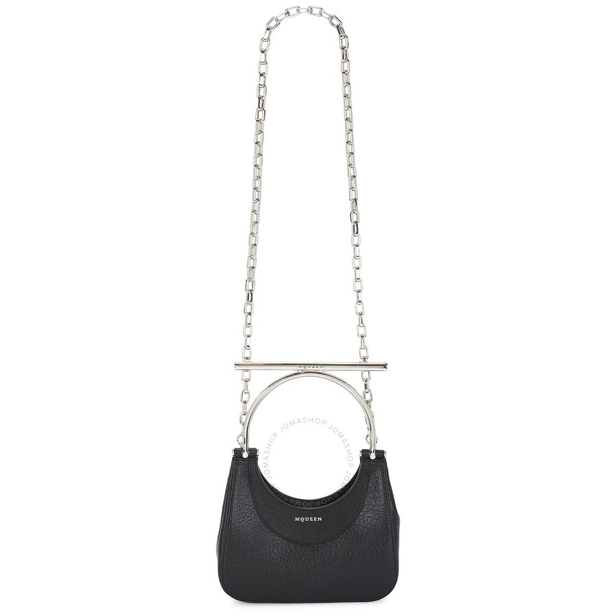 Alexander Mcqueen Ladies Black / Silver Mini T-Bar Bag - 2