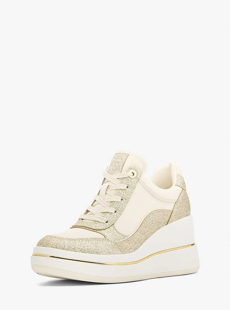 Emmy Glitter Embellished Leather Wedge Trainer 4