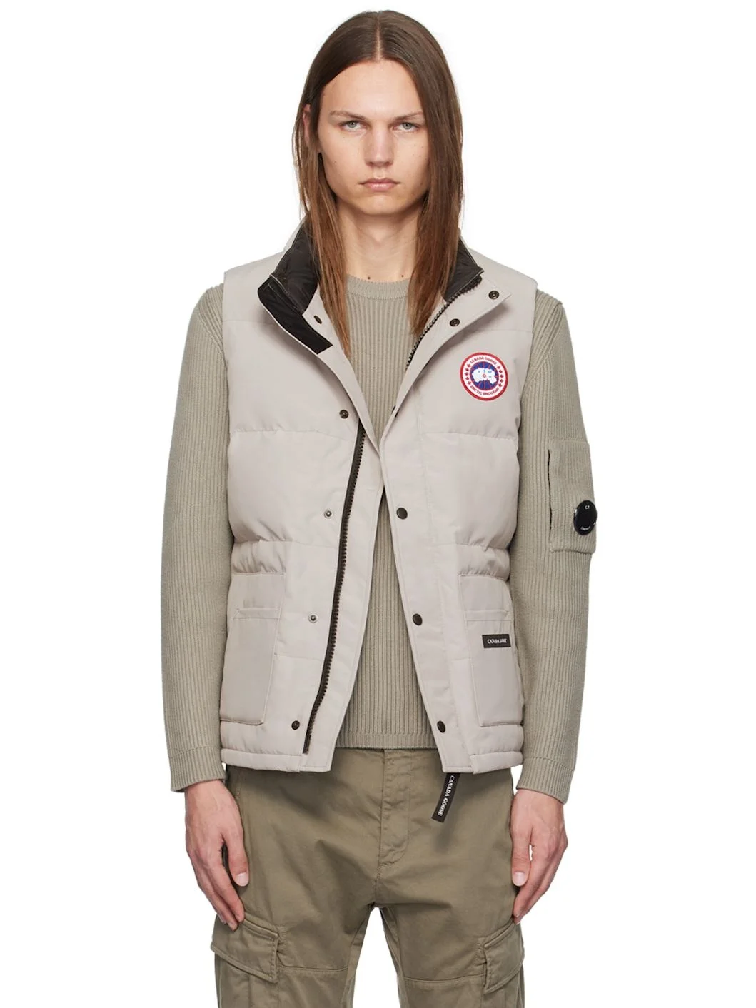 Beige Freestyle Crew Down Vest - 1