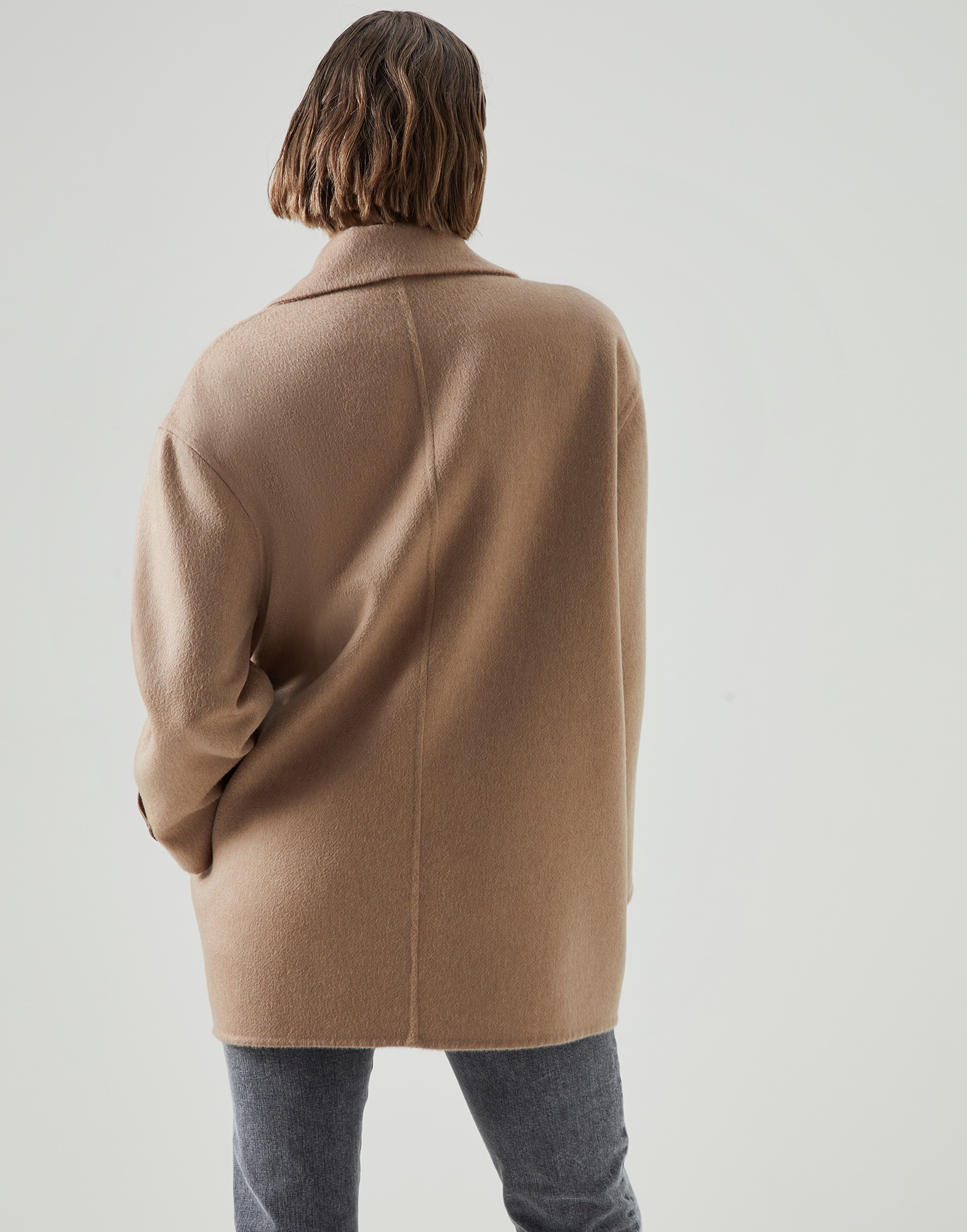 Cashmere double beaver cloth pea coat with Precious patch - 2