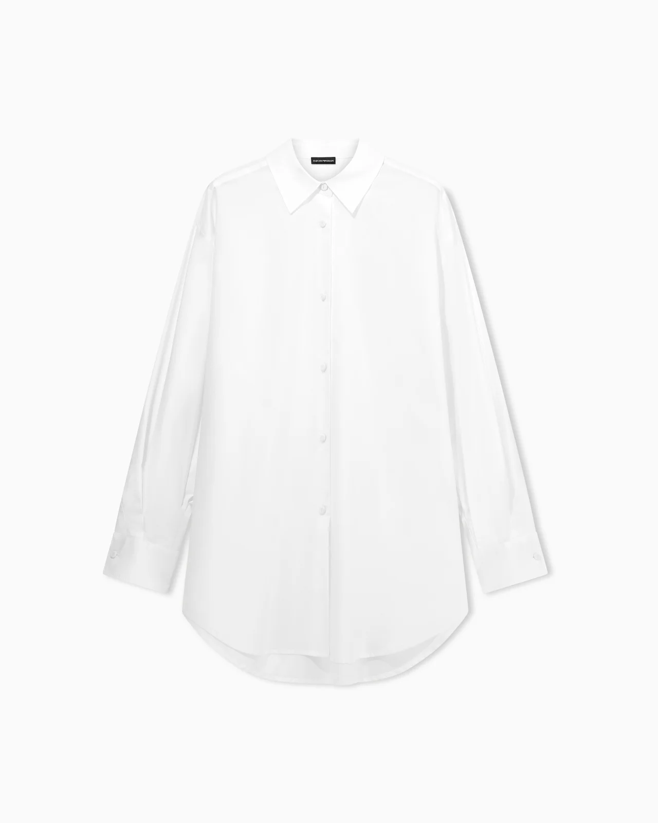COTTON POPLIN SHIRT WITH A POINTED COLLAR AND LONG SLEEVES - 1