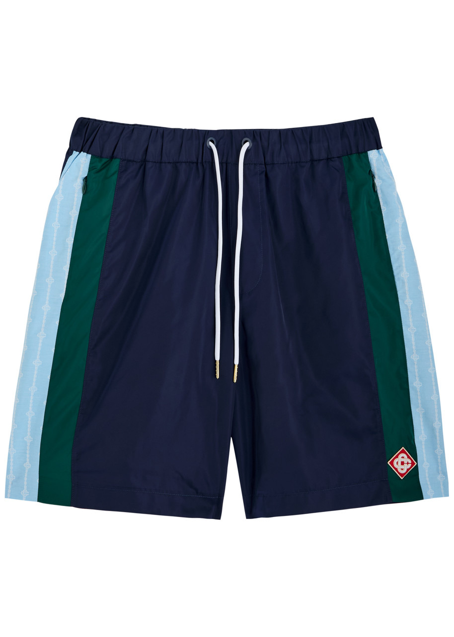 Casablanca Striped Logo Satin Shorts - 1