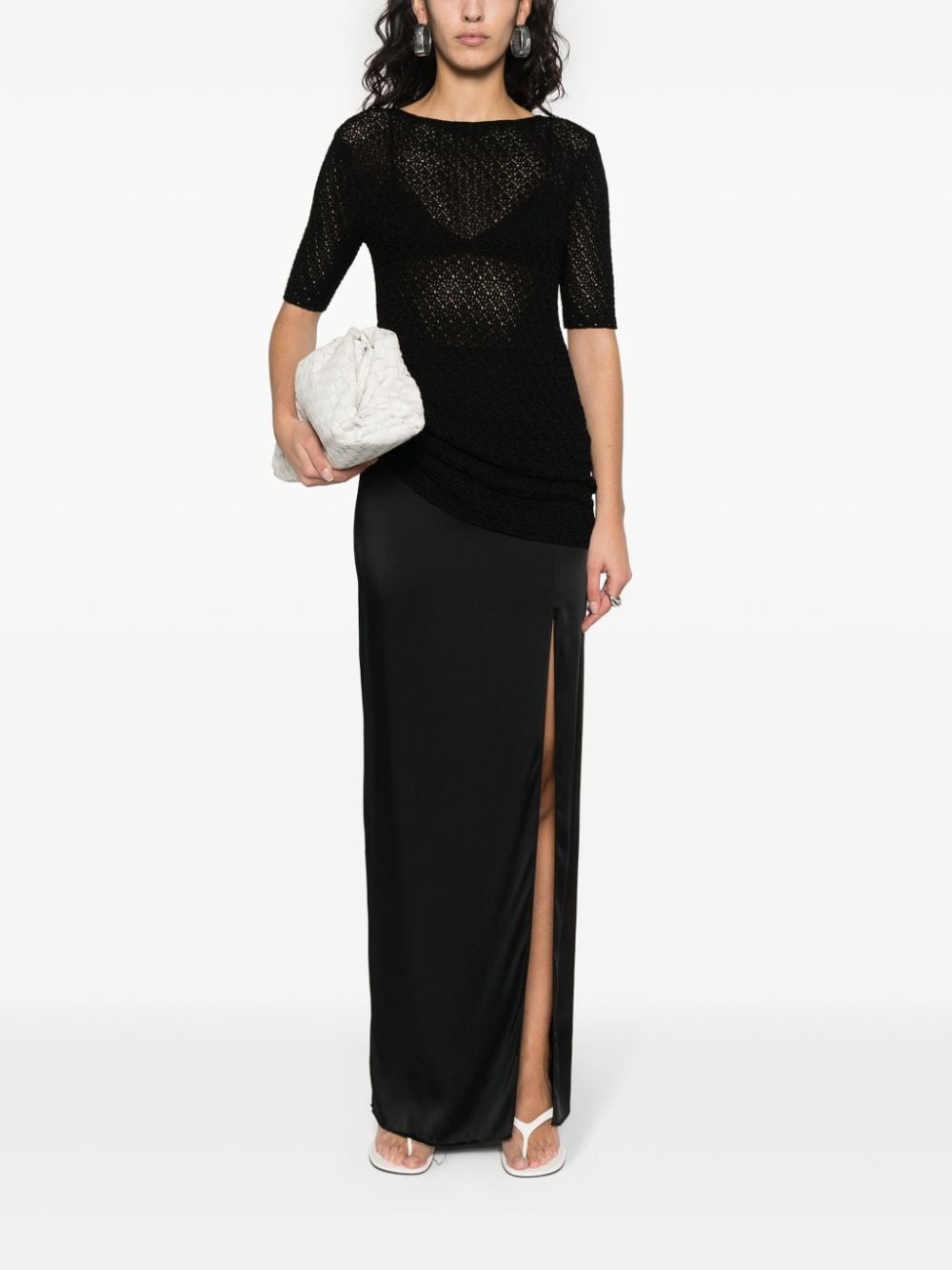 bardot-neck sheer jumper - 2
