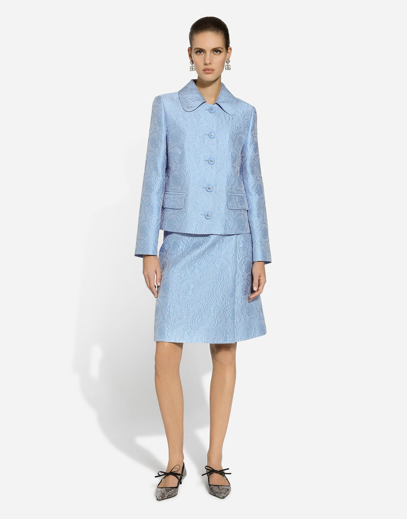 Dolce & Gabbana Floral quilted jacquard midi skirt with DG logo outlook