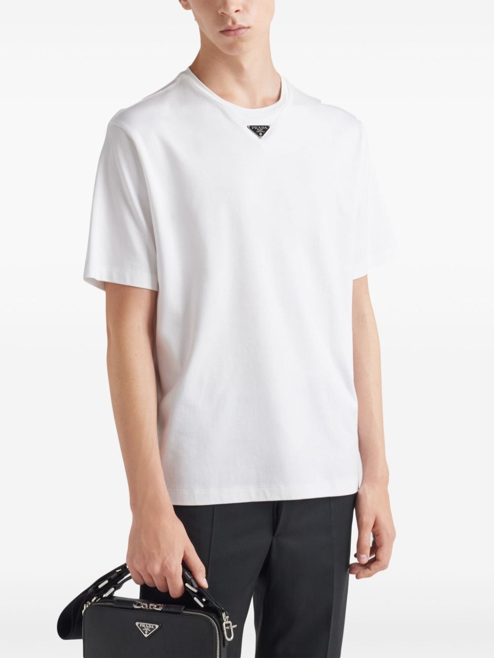 triangle-logo cotton T-shirt - 4
