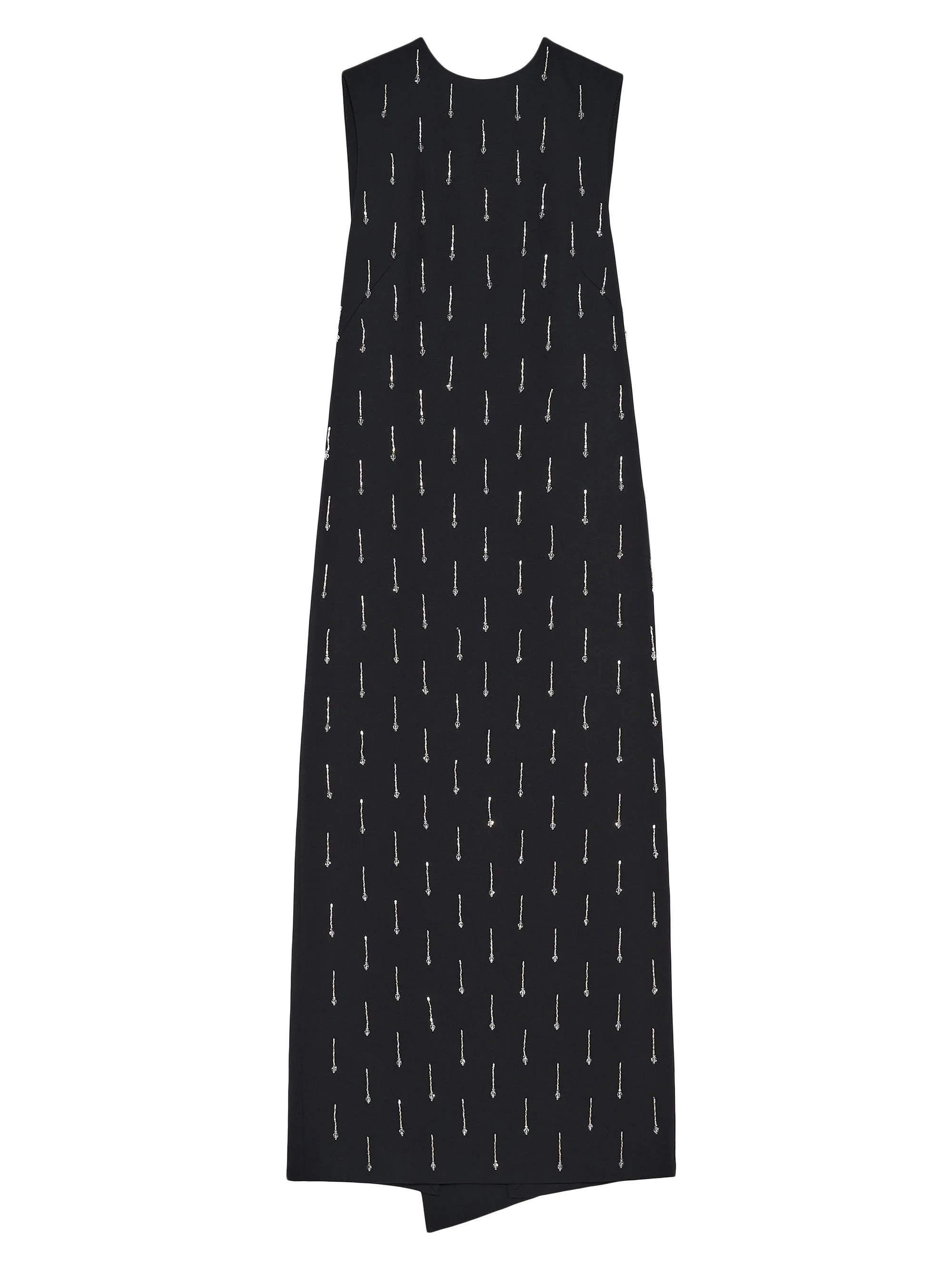 Women's Mina Embellished Wool Draped Back Midi-Dress - Black - 1
