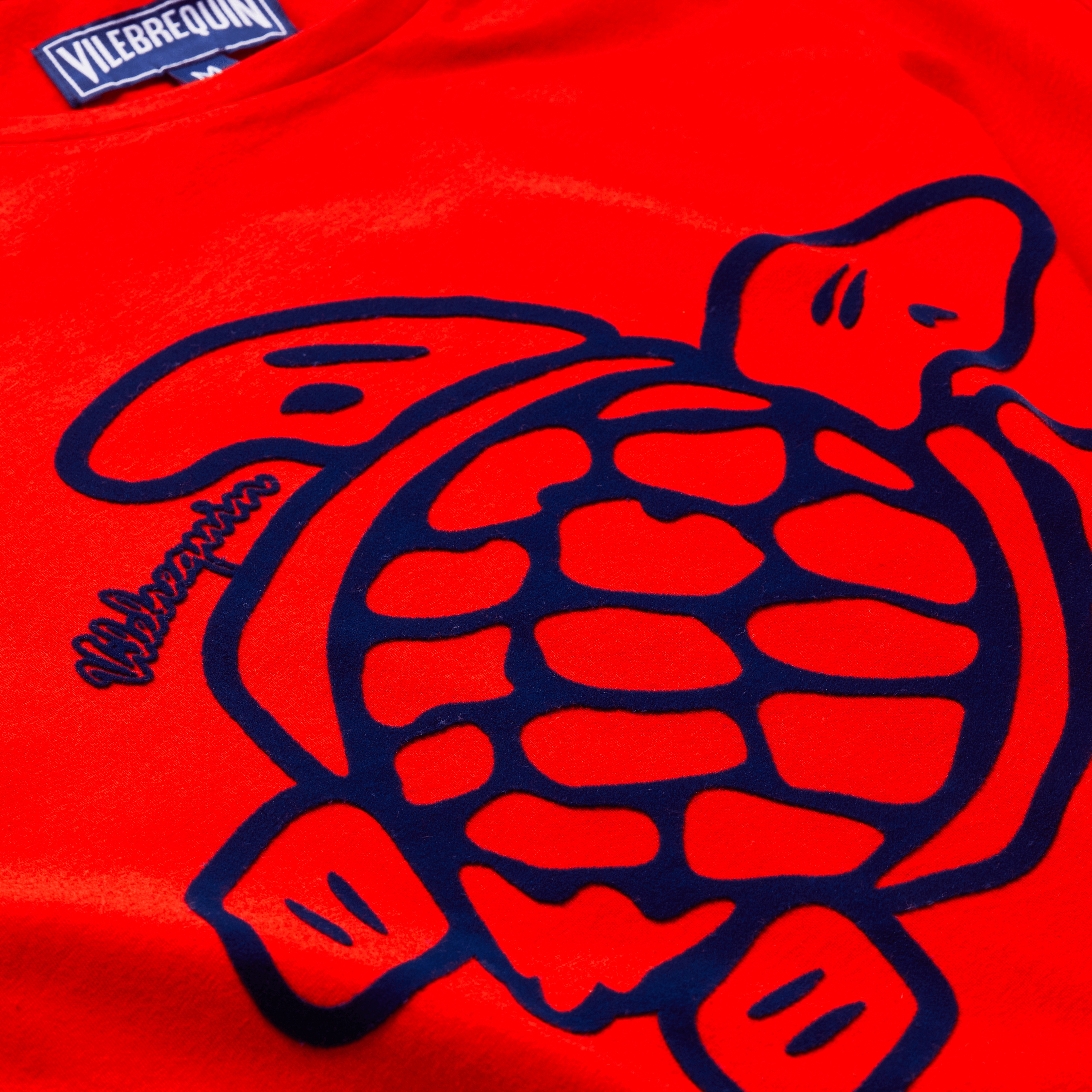 Men Organic Cotton T-Shirt Placed Embroidered Turtle - 5