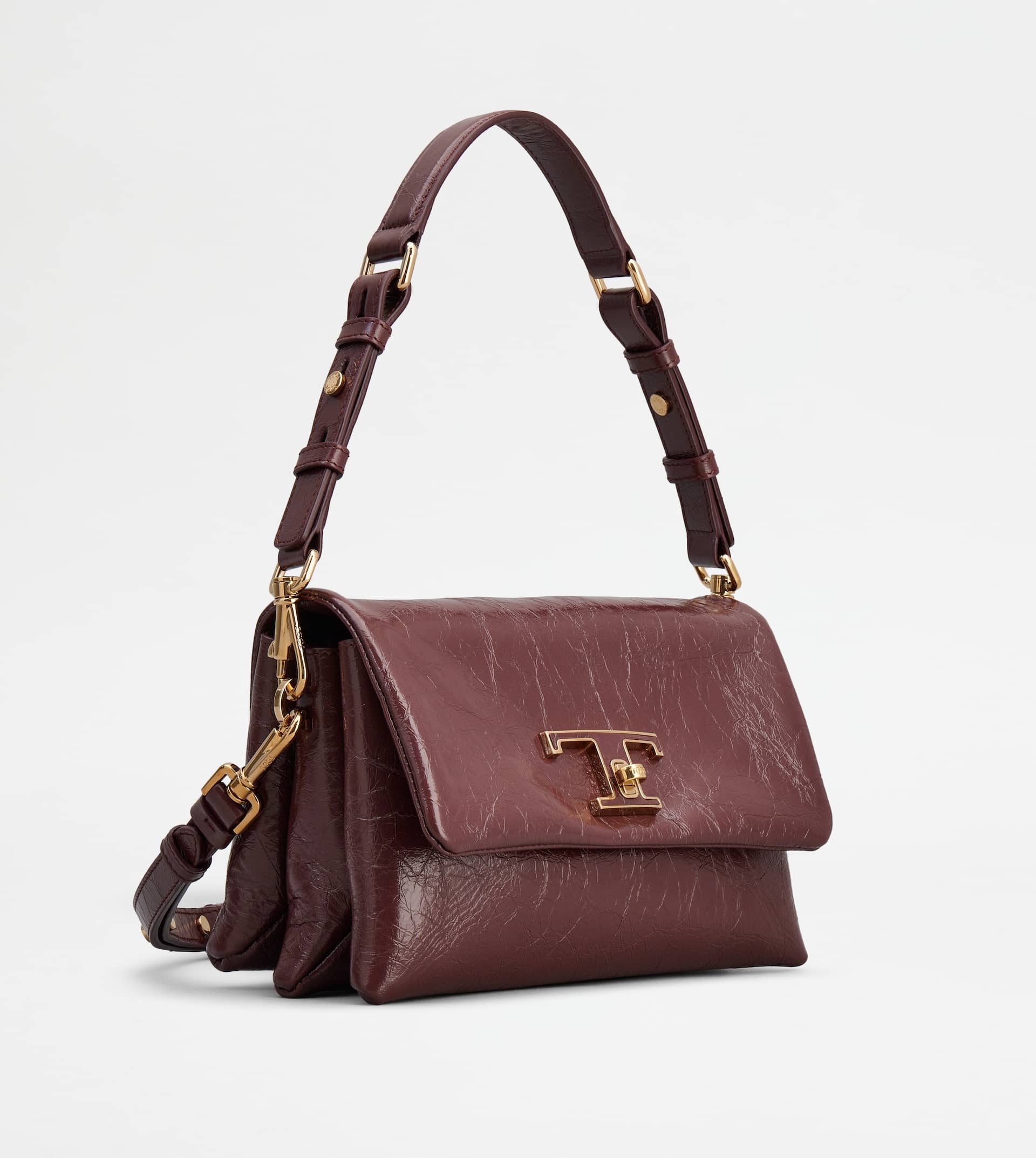 T TIMELESS FLAP BAG IN LEATHER MINI - BURGUNDY - 3