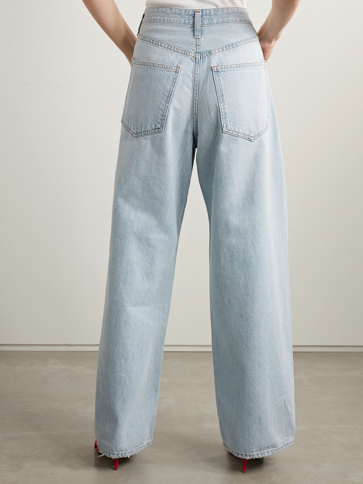 Vana draped low-rise wide-leg jeans Light denim - 4