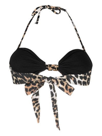 GANNI leopard-print halterneck bikini top outlook