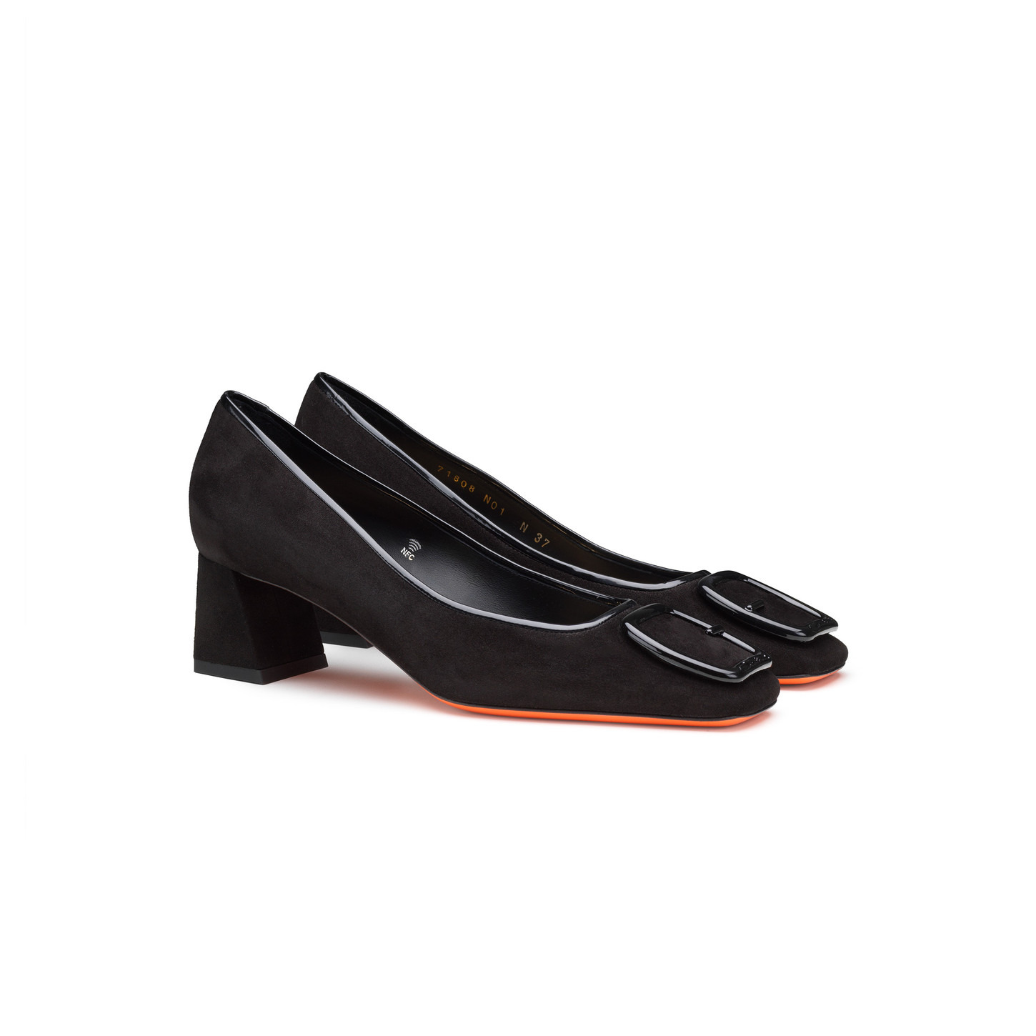 Women's black suede mid-heel pump - 3