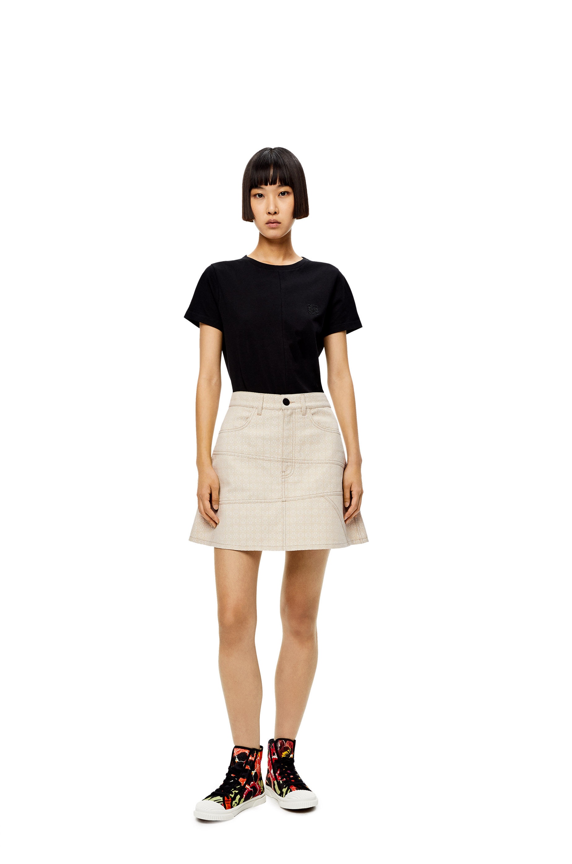 Anagram jacquard mini skirt in cotton - 2