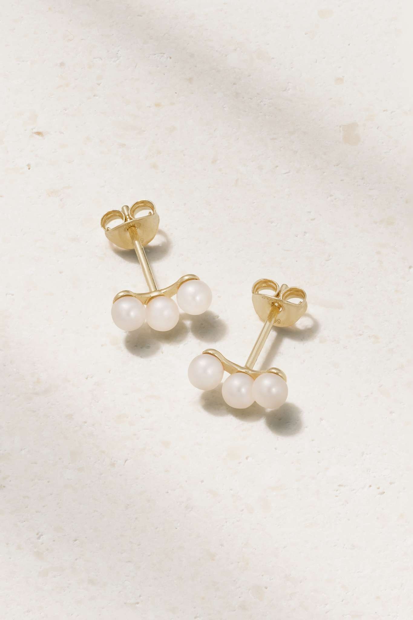 Trio 14-karat gold pearl earrings - 1