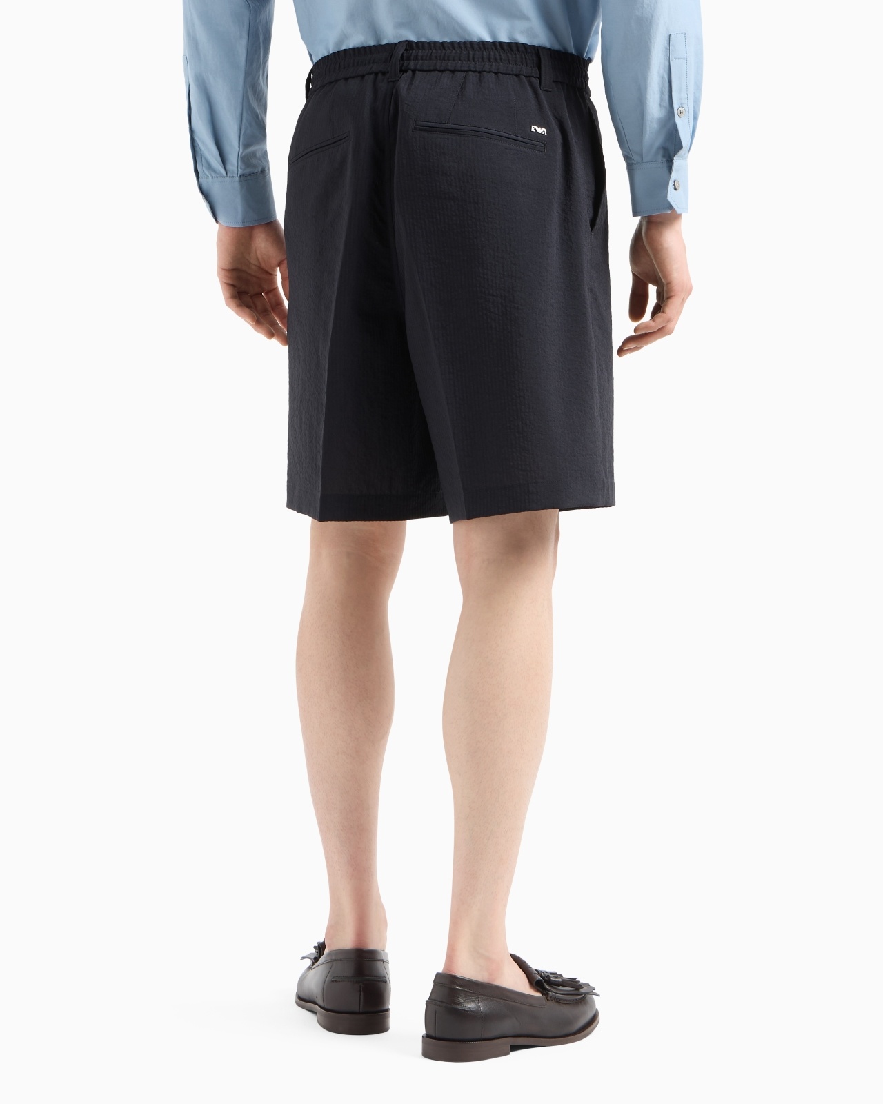 NYLON SEERSUCKER ELASTICATED-BACK BERMUDA SHORTS - 3