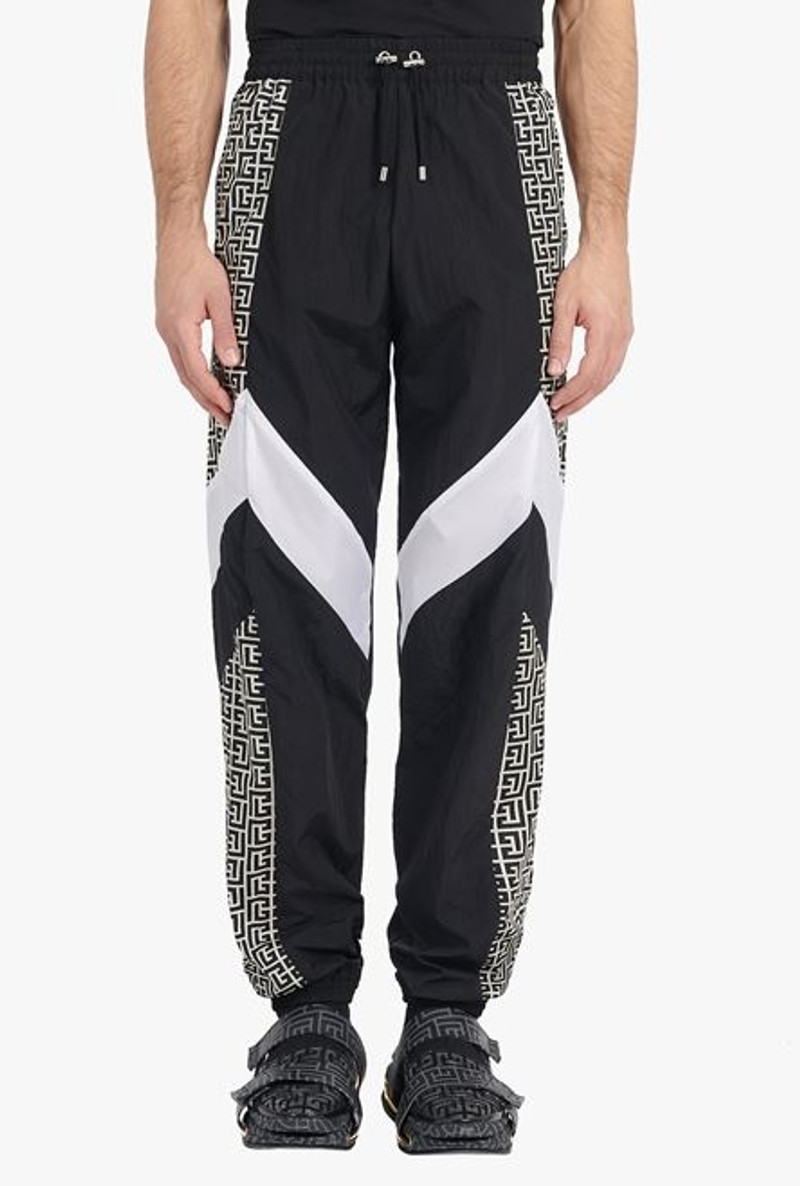 Black and white nylon sweatpants with Balmain monogram 5