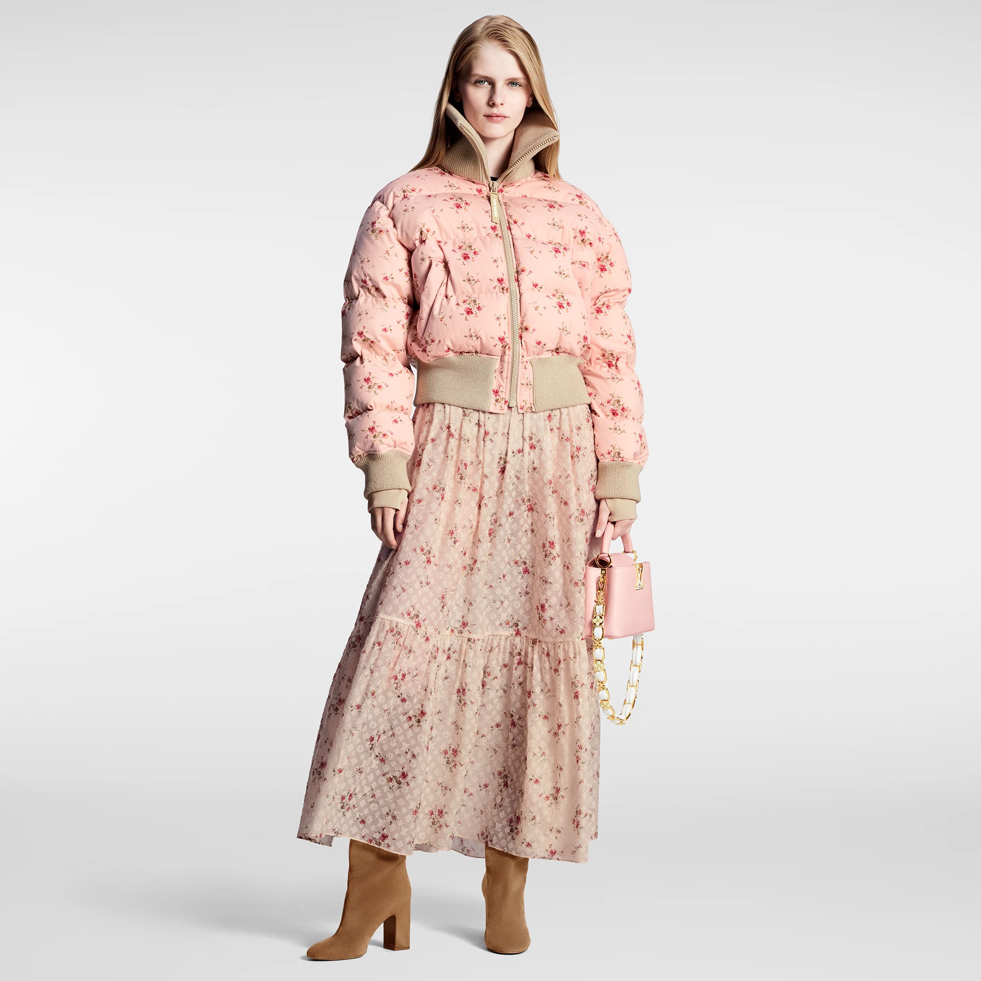 Floral Print Puffer Jacket - 4