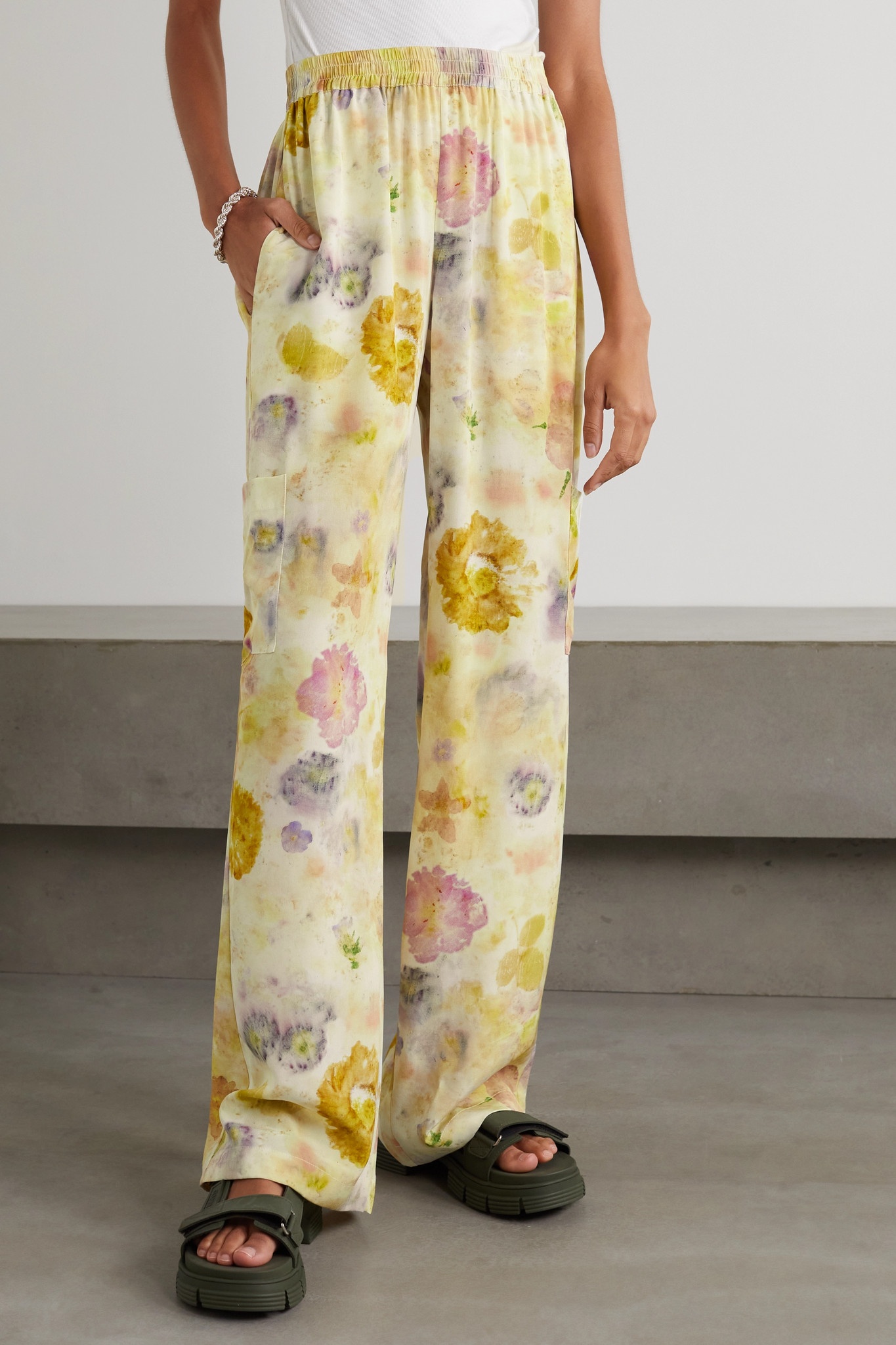 Grow Up floral-print silk crepe de chine wide-leg pants - 3