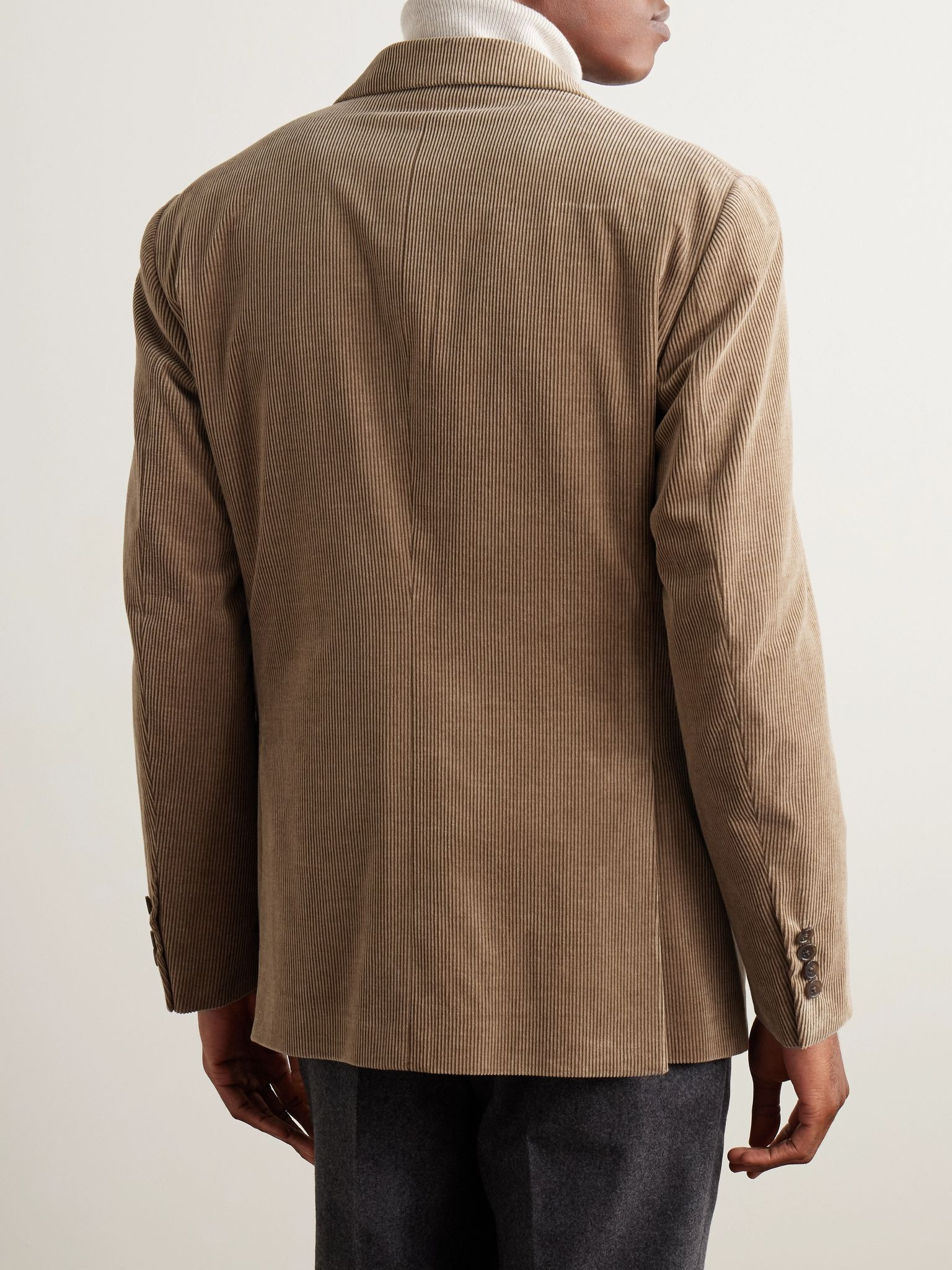 Kent Slim-Fit Cotton and Cashmere-Blend Corduroy Suit Jacket Brown - 3
