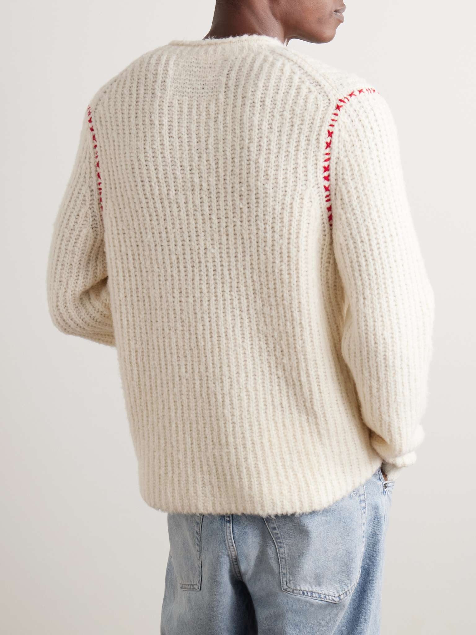 Cloud True Embroidered Ribbed Wool-Blend Sweater - 3