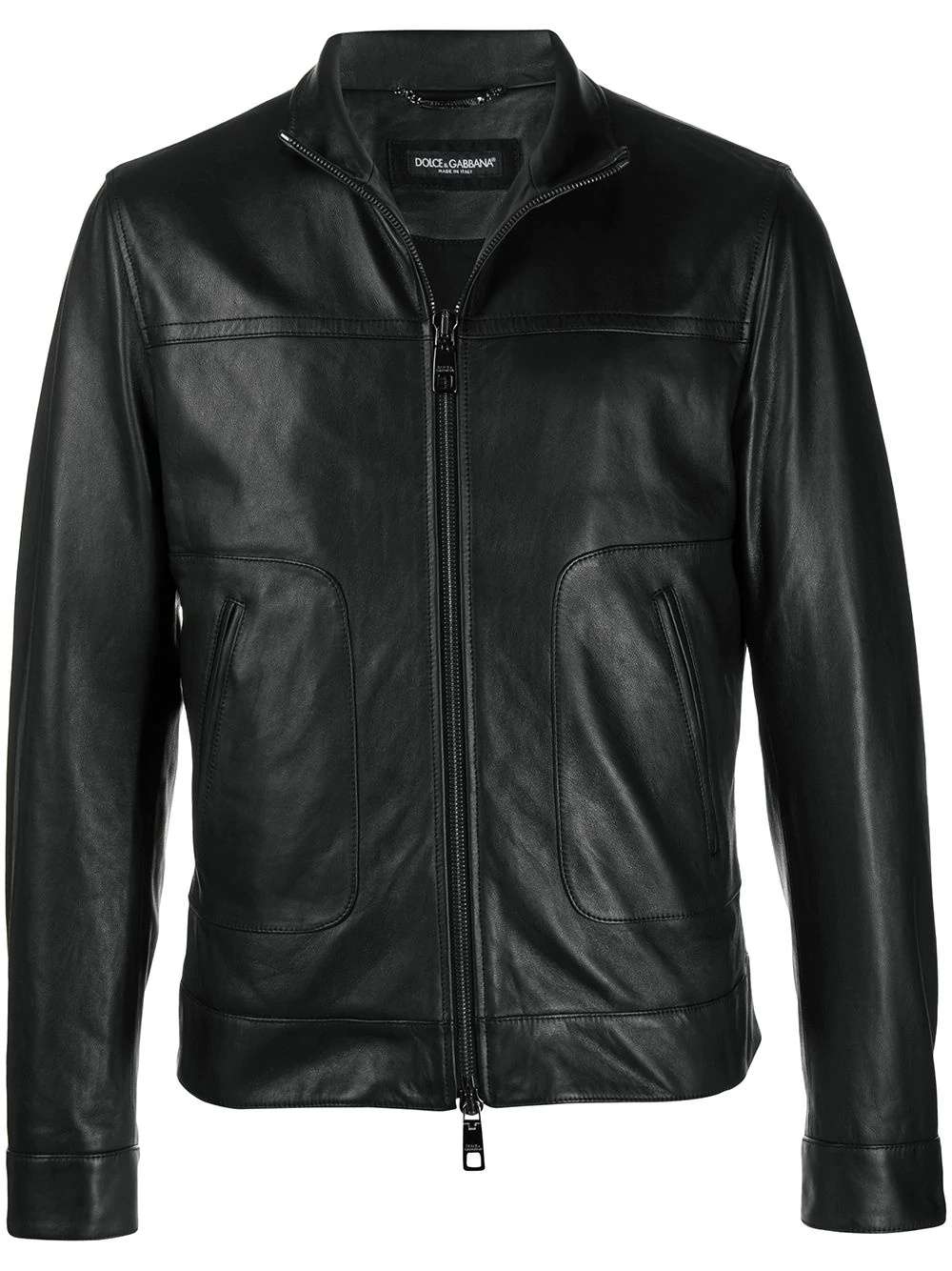 leather zip-up jacket - 1