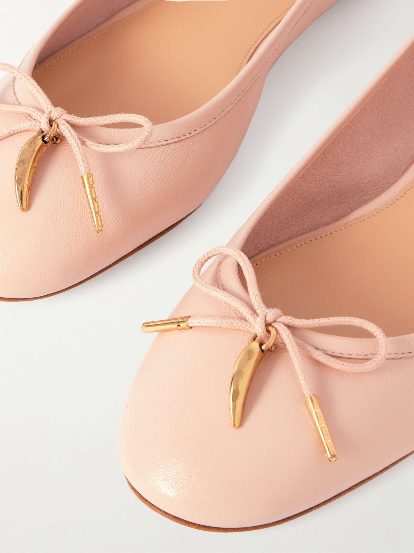 Iris embellished leather ballet flats Beige - 4